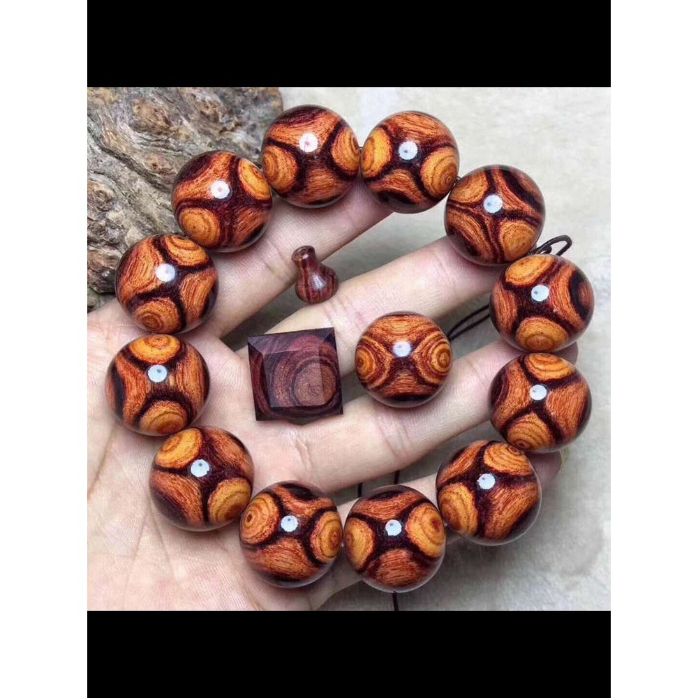 海南黄花梨手串男士鬼脸对眼油梨佛珠 女款海黄手链文玩-阿里巴巴