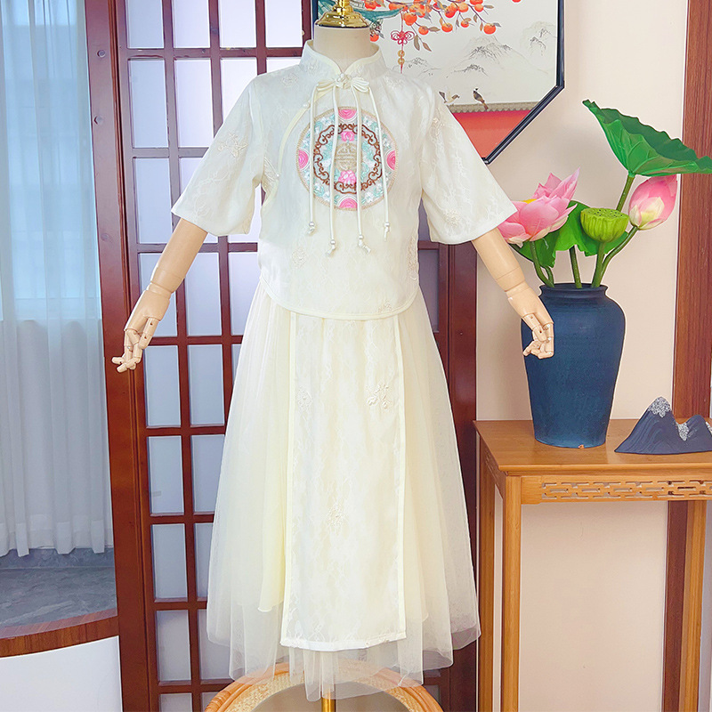 汉服裙子女儿童套装古装中国风超仙半身裙儿童古风新中式唐装夏款