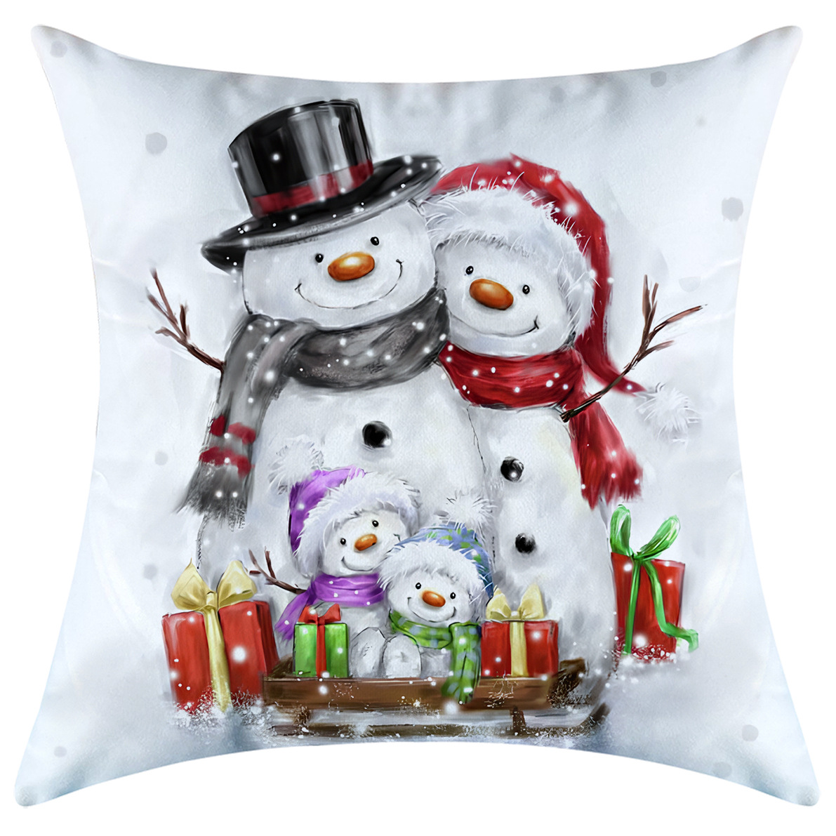 [Clothes] Christmas Cute Santa Claus Christmas Tree Short Plush Printed Pillowcase Factory Wholesale