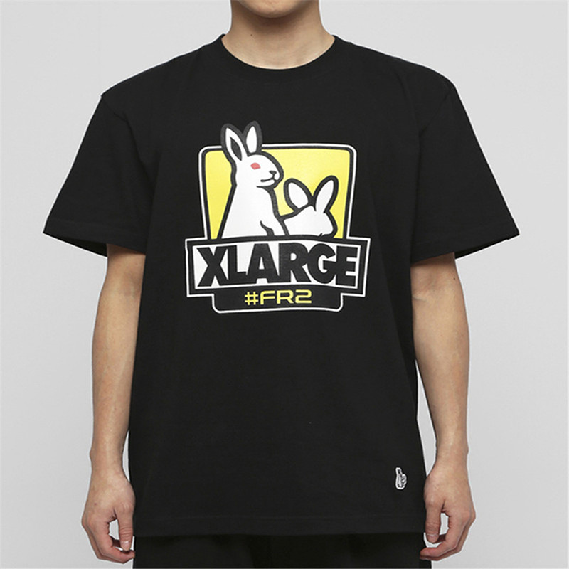 男装日系潮牌fr2联名双兔印花圆领纯棉短袖t恤男女款情侣装夏季新