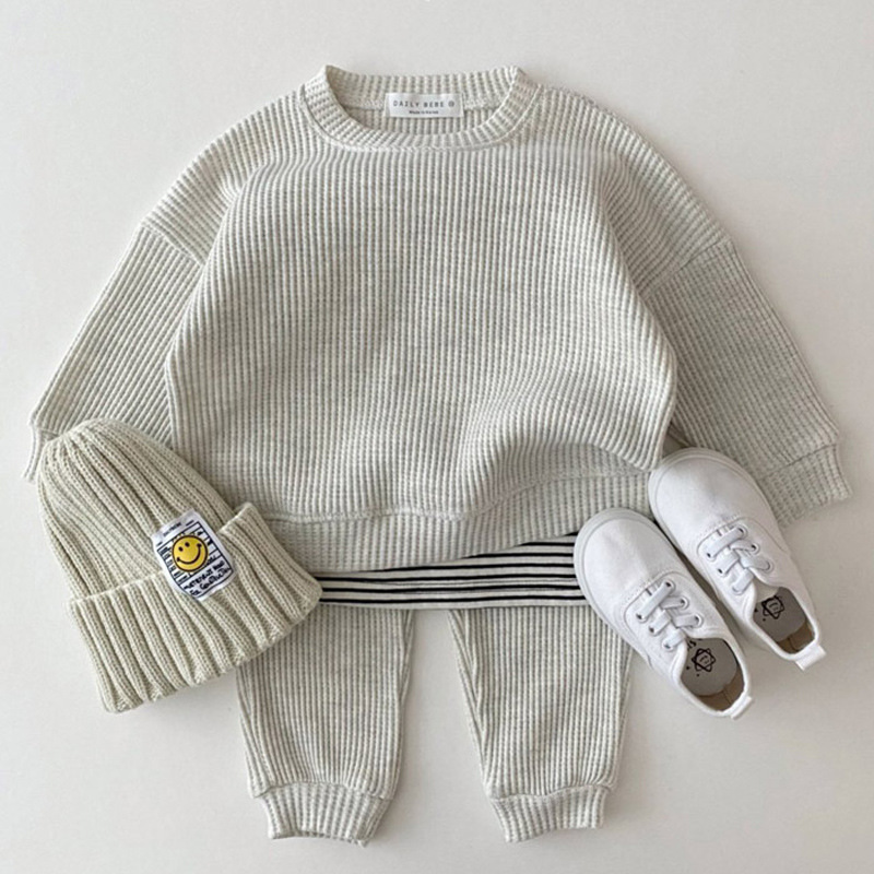 Baby Clothes Korean Style Baby Clothes Knitted Suit Newborn Clothes Baby Autumn Cute Long Sleeve Two-Piece Suit