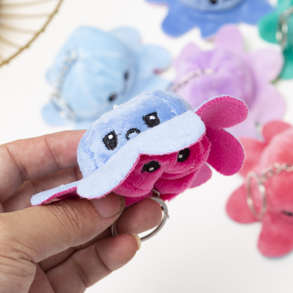 Creative New Plush Toy Small Size Double-Sided Octopus Doll Pendant Keychain Handbag Pendant Cute Doll