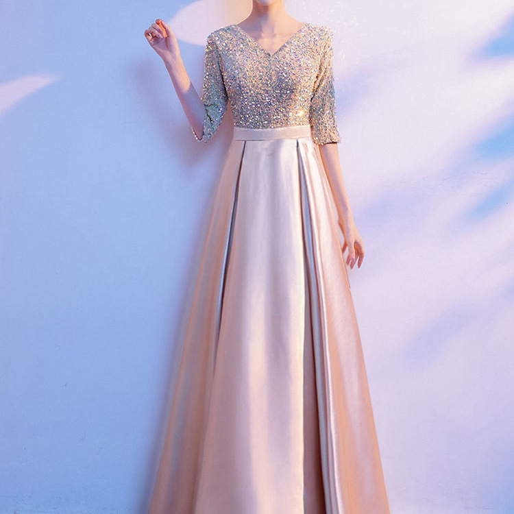 大合唱礼服女长裙新款气质主持人指挥服显瘦国庆红歌合唱团演出服