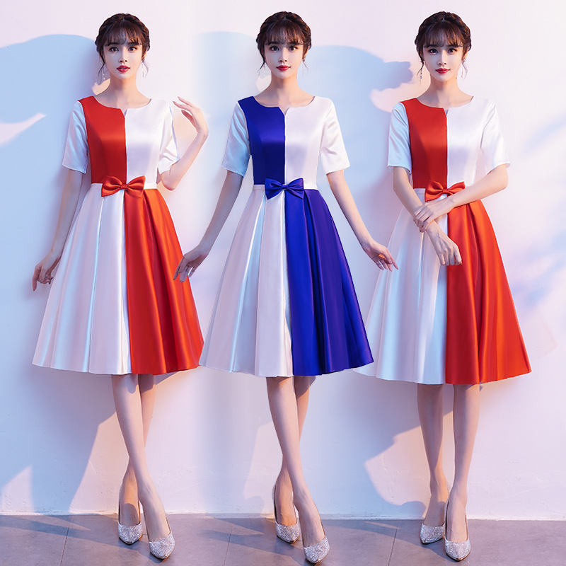 大合唱团小礼服大学生朗诵服装红歌合唱队比赛演出服毕业气质短裙