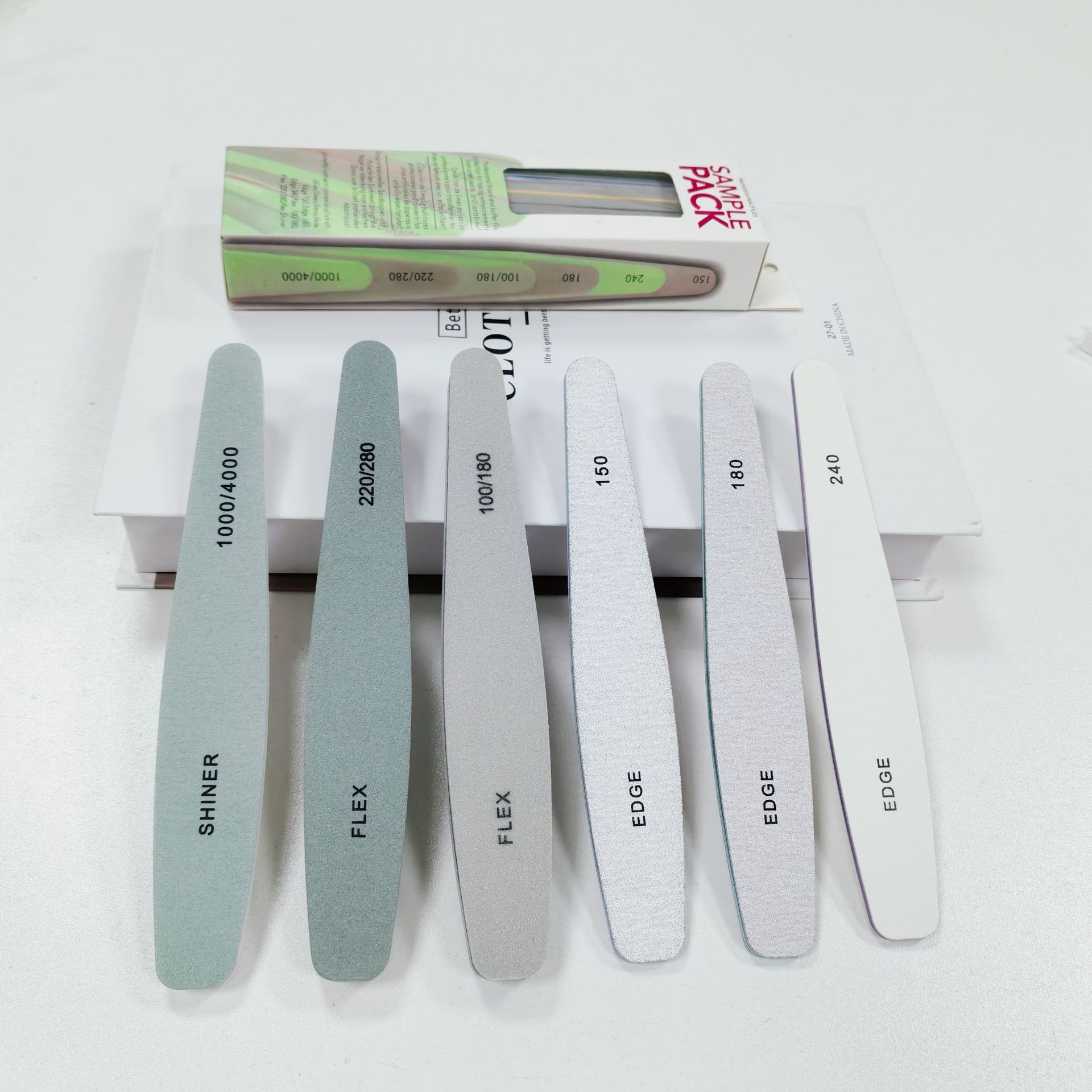 修甲套装 修甲打磨6件套彩盒套装水滴形打磨套装指甲锉海绵抛光条