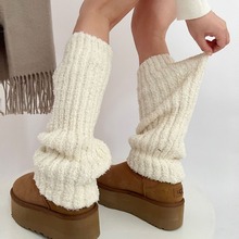 秋冬季加厚jk堆堆白色绒绒小腿袜套保暖辣妹腿套女雪地靴搭配袜套