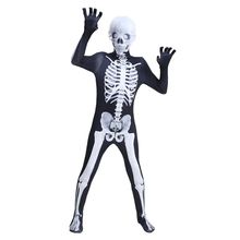 跨境万圣节 2023新款 骨架骷髅 3D数码印花万圣节联手袜紧身衣