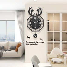 钟表客厅家用现代简约鹿头挂钟创意北欧石英钟装饰墙上静音免打孔