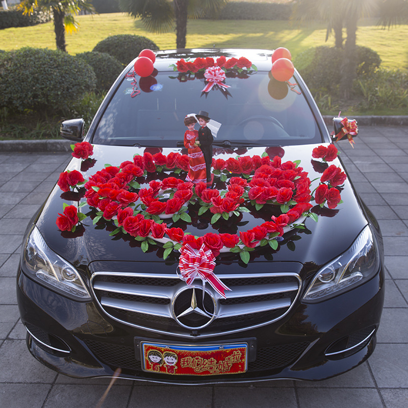 婚车装饰车头花结婚用品婚庆主婚车布置套装创意个性花车车队全套