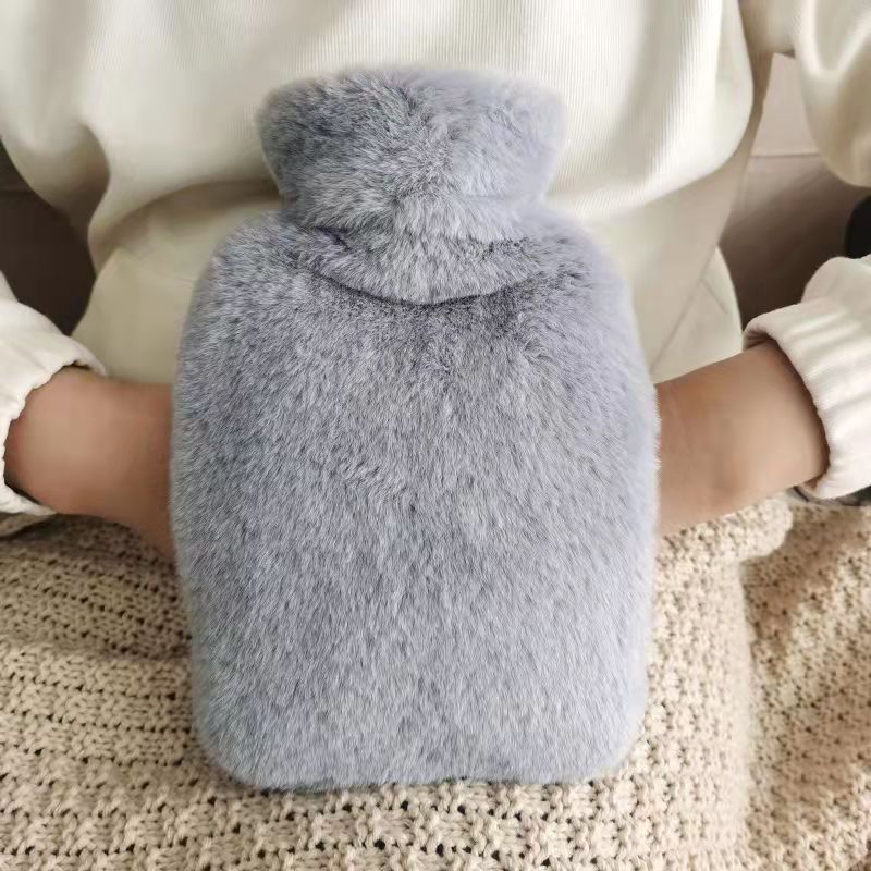 Two-Side Hand Putting Plush Cloth Cover Water-Filled Hot Water Bag PVC Hand Warmer Water Injection Hand Warmer Hand Warmer Bag Wholesale