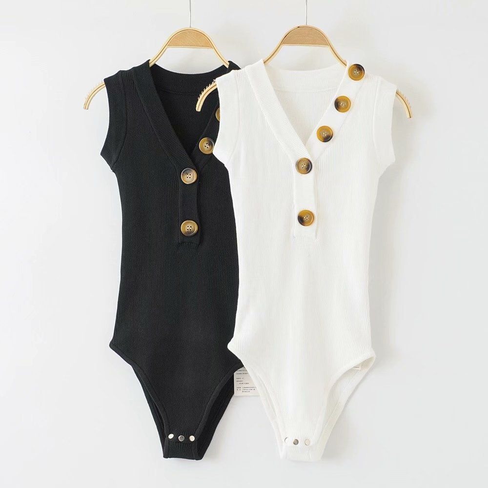 v领无袖连体裤扣子紧身开档连体衣女装