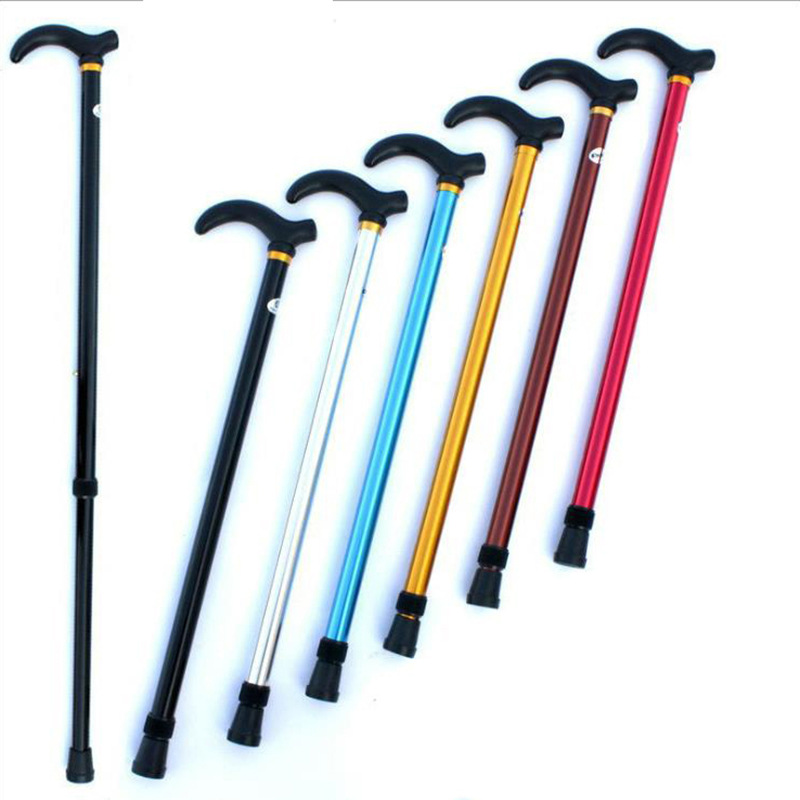 Two-Section Reinforced Mountaineering Outdoor Walking Stick Aluminum Alloy Ultra-Light Non-Slip Elderly Stick Stretch Crutch Walking Aid Crutch