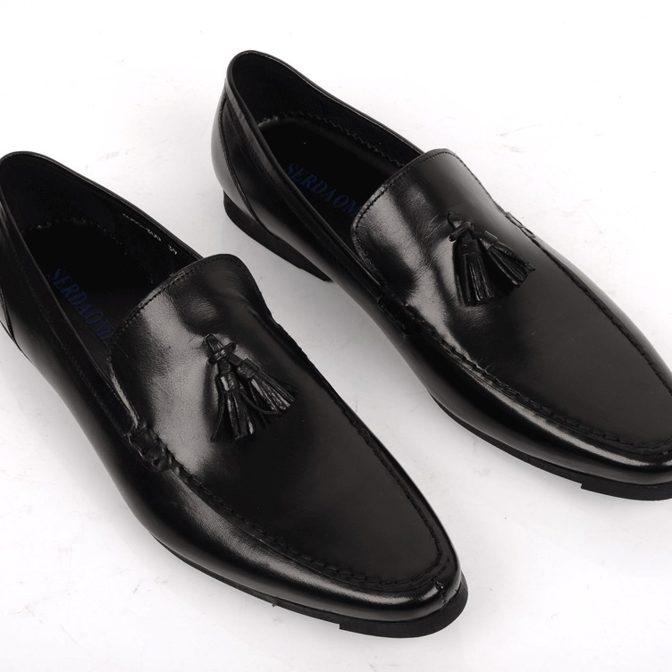 英伦男士套脚皮鞋全皮 穗子搭配软底轻便休闲皮鞋牛皮鞋37码-阿里巴巴