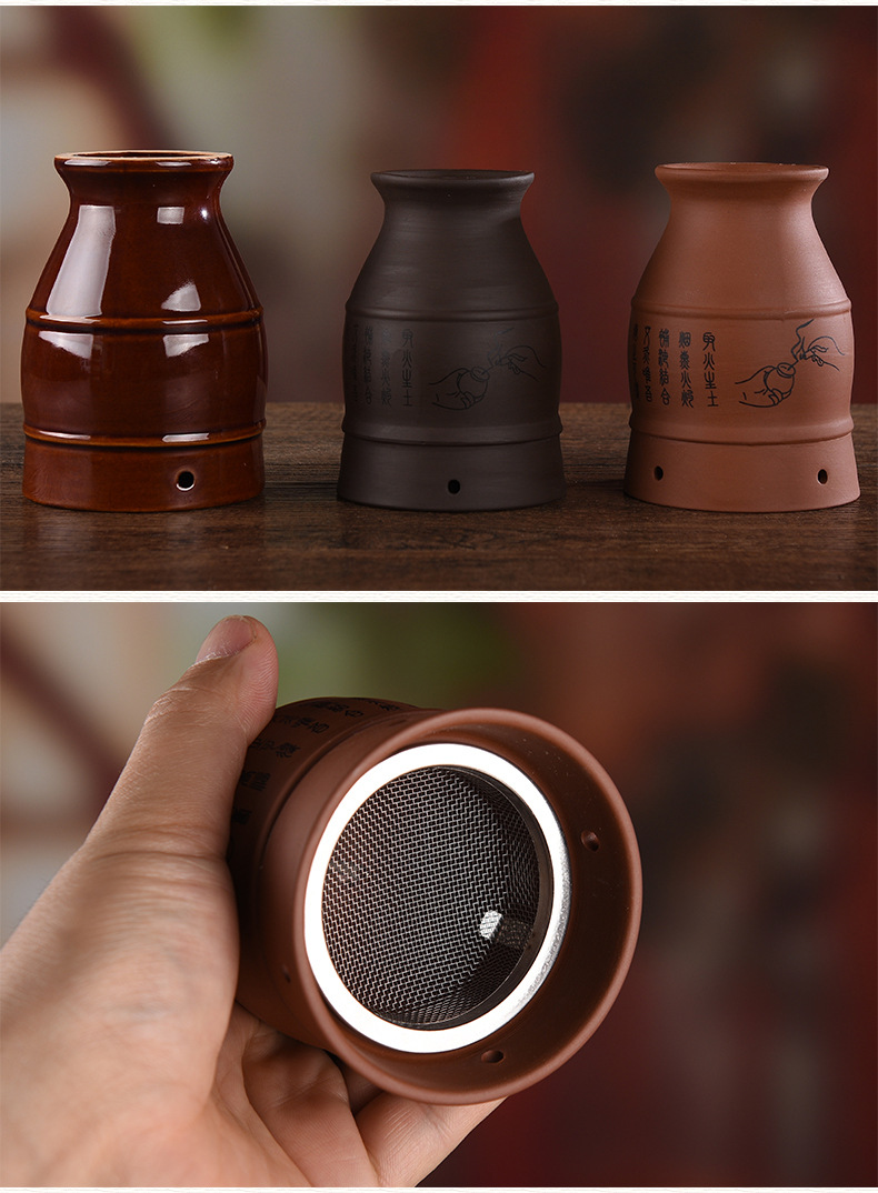 家用紫砂艾灸刮痧杯陶瓷艾灸罐双层控温一体艾柱艾灸随身灸温灸器