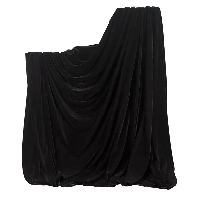 会议室桌布黑色吸光拍照背景布绒布婚庆会议窗帘舞台幕布丝绒布料