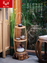BG54中式客厅茶室装饰摆件手工制作落地竹花架禅意空间工艺品