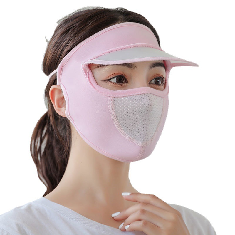 Full Face Ice Silk Large Neck Protection Dustproof and Breathable UV Protection Thin Face Cover Cycling Mask Sunscreen Mask Female Summer