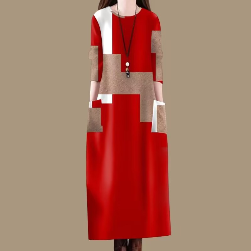 清仓捡漏~高档气质韩版女2024春秋新款长袖中老年妈妈装连衣裙女