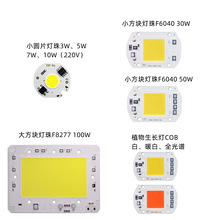 LED COB灯珠220V 高压免驱动光源集成贴片小圆片大小方块植物灯珠