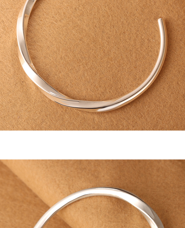 999纯银莫比乌斯环手镯女 国潮年轻简约手环开口实心民族风银镯子