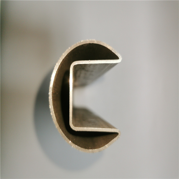 不锈钢圆形双凹槽管 定制加工 夹玻璃护栏凹槽管 现货库存