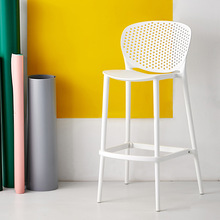 北欧简约吧台椅休闲家用靠背高脚椅创意户外塑料高脚凳服装店椅子