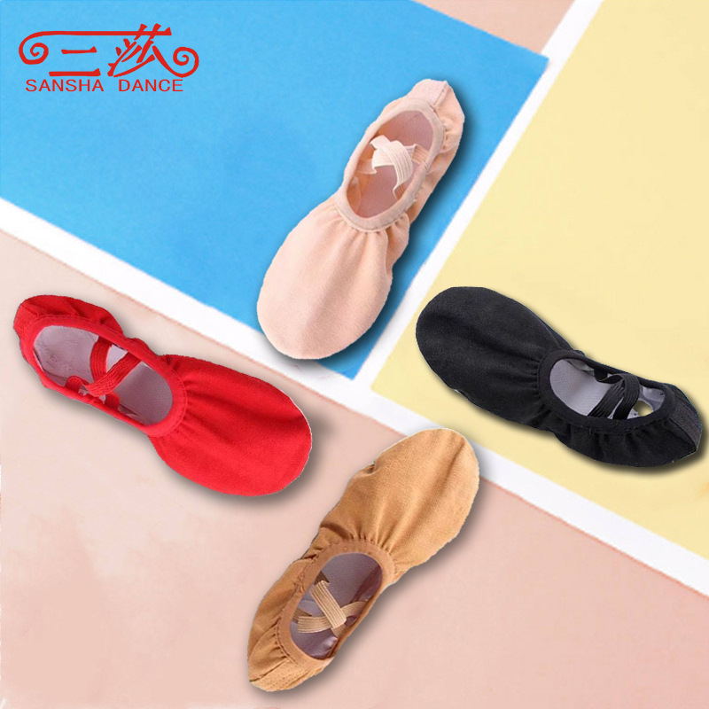 Sansha Children's Ballet Shoes Women's Dancing Shoes Soft Bottom Training Shoes Leather Tip Yoga Chinese Dance Shoes Body Shoes Wholesale