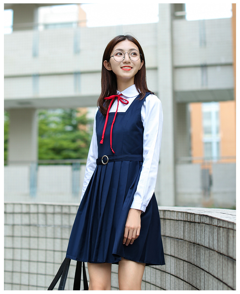 日系班服校服 学生制服角襟女白衬衫水手服 背心裙连衣裙套装