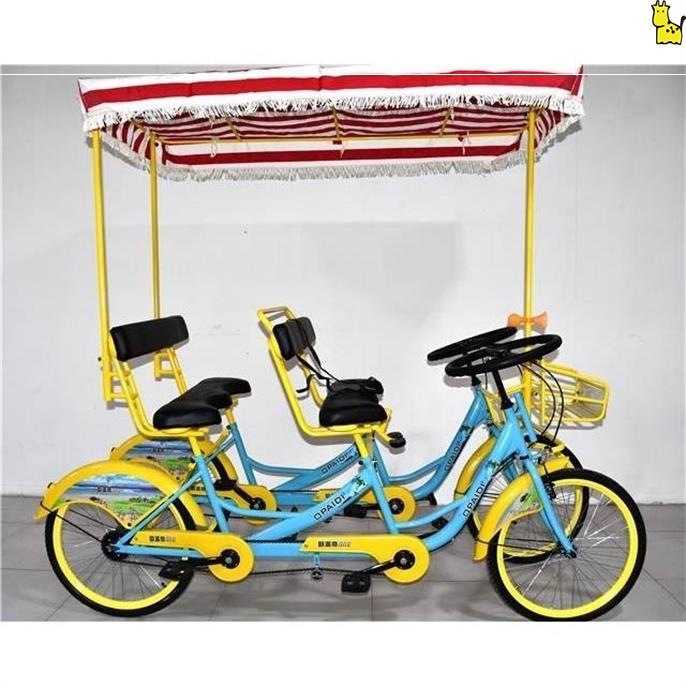 景区四轮自行车骑自行车多人观光车亲子家庭用景区一体轮车