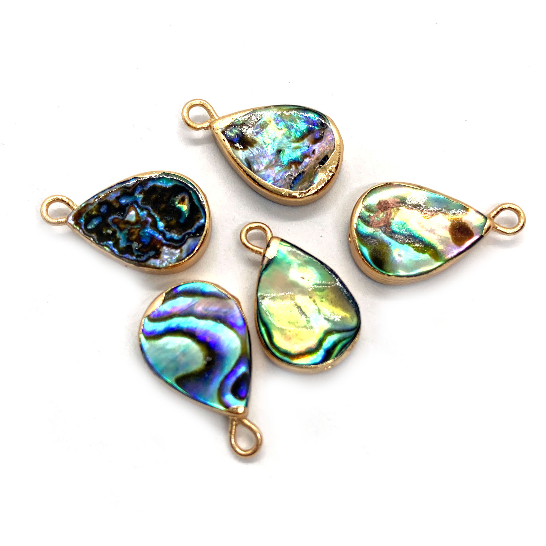 天然鲍鱼贝吊坠水滴形爱心形包边鲍鱼贝吊坠 珠宝diy项链手链配件