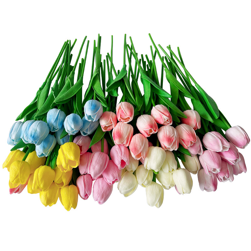 Tulip Artificial Flower Wedding Ceremony Photography Props Home Decoration Mini Pu Feel Fake Flower Ornaments Cross-Border