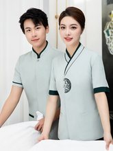 中国风民宿酒店客房工作服女短袖售楼部足浴保洁阿姨夏季服装