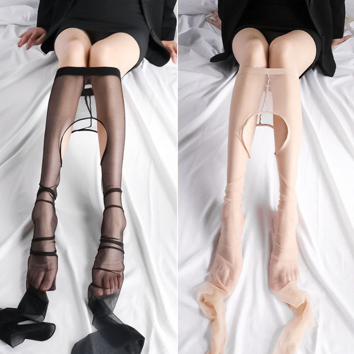 Spring and Summer Thin Sexy Seduction Sexy Open Crotch Stockings Free off Open Crotch One-Piece Stockings Anti-Snagging Silk Factory Wholesale