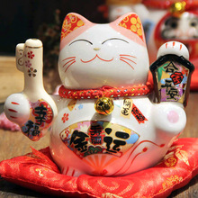 3寸迷你招财猫摆件 工艺品桌面躺猫陶瓷小摆件创意送礼陶瓷招财猫