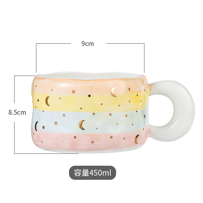 Cute Star Moon Ceramic Cup Girl Heart Mug Office Drinking Cup Coffee Cup