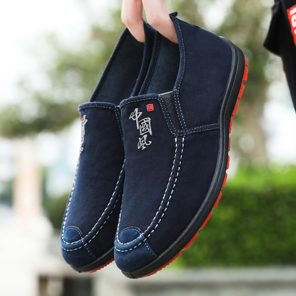 老北京布鞋男2022春季新款男式布鞋水洗布软底休闲单鞋一脚蹬男鞋