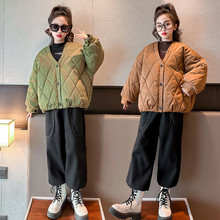 外贸跨境代发韩国女童棉衣套装冬季加厚航线棉服一体绒裤子两件套