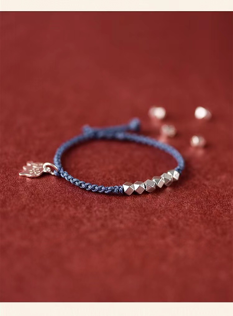 碎银几两银手链女小红绳编织手绳批发本命年宝宝925银年轻款2022