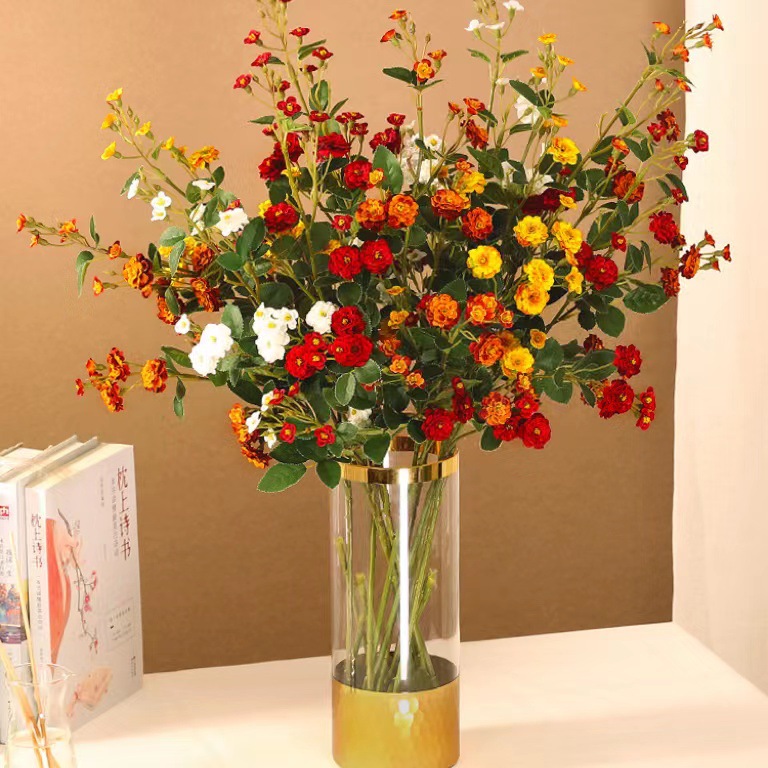 Small Rose Artificial Flower Entry Luxury Home Decoration Table Flower Hotel Wedding Shooting Props Flowers Fake Bouquet