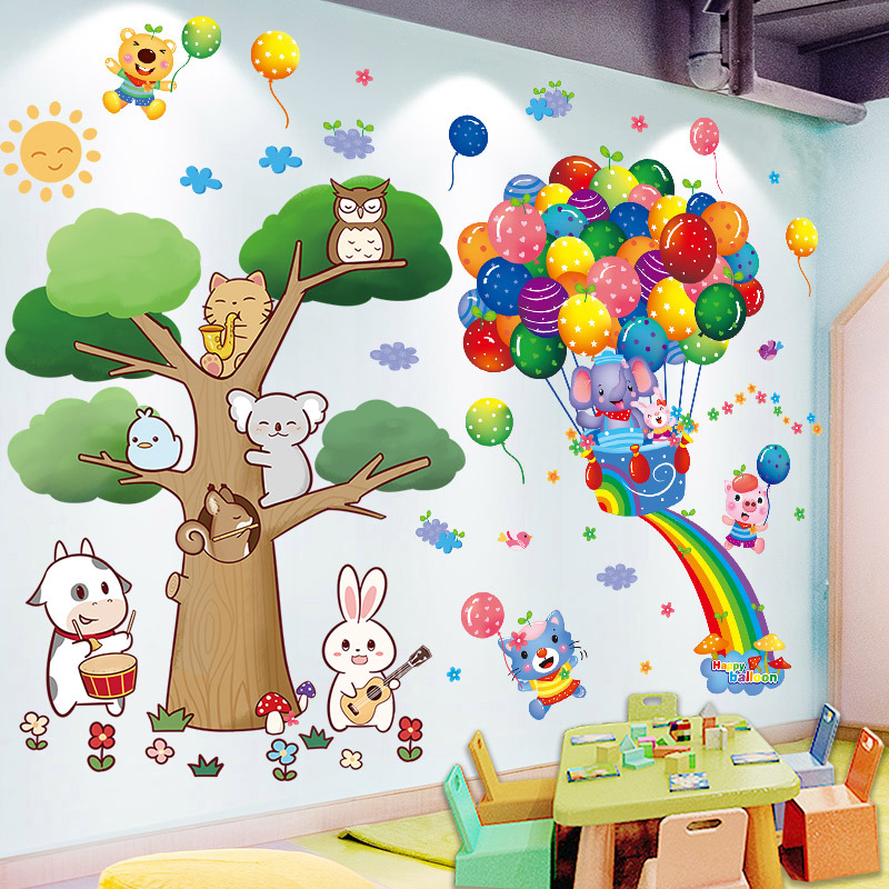 儿童房墙面装饰卡通贴纸墙贴画幼儿园环创材料墙纸自粘3d立体墙画