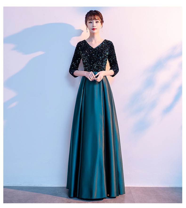 大合唱演出服女长裙新款主持人宴会晚礼服合唱团红歌比赛舞台服装