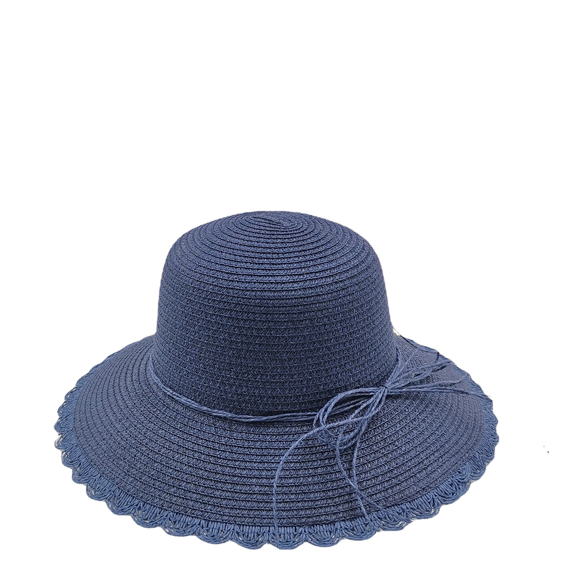 Fashion Dome Women's Summer Straw Hat Big Brim Sun-Proof Sunshade Lace Bucket Hat Simple Breathable Sun Hat