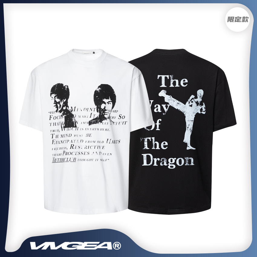 vivgae2024年春秋季新款潮牌功夫巨星李小龙短袖t恤男女小众宽松-阿里