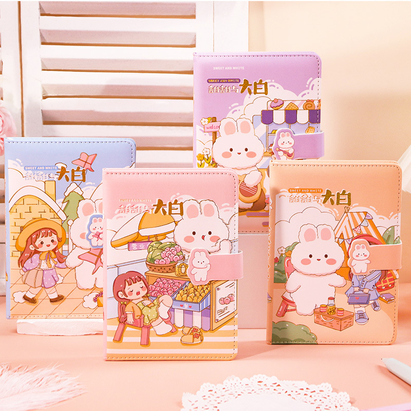 小麦青春软面磁扣笔记本a5卡通可爱学生女生日记本高颜值手账本子