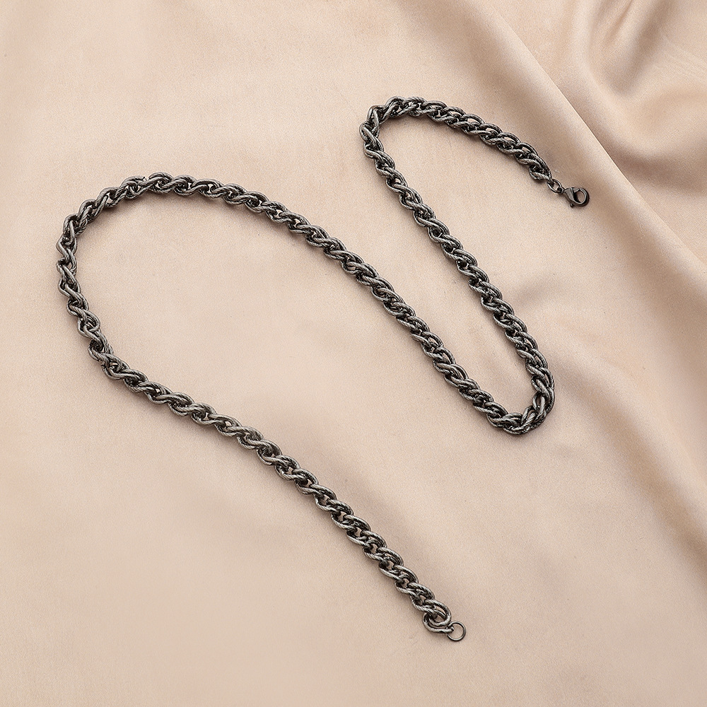 wish热卖男士项饰品嘻哈项链简约潮流麻花链条项圈铁链现货批发