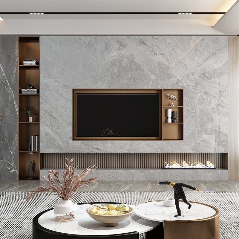 厂家批发极简不锈钢电视壁龛轻奢嵌入式金属壁柜电视机背景墙立柜