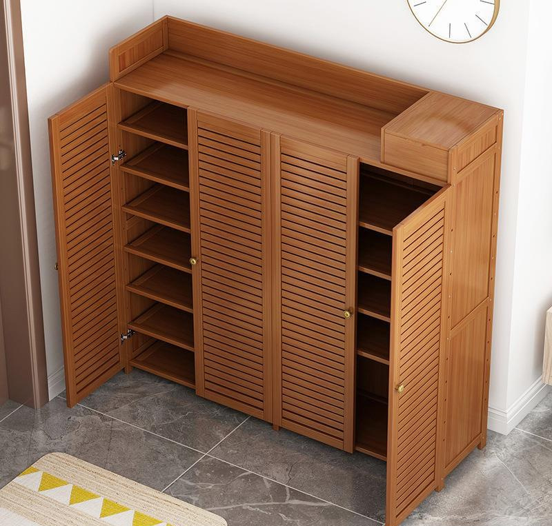 竹鞋柜带门楠竹竹制纯竹子家用门口全竹室外过道电梯口新款大容量