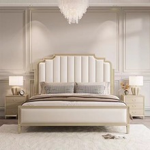 美式实木双人床轻奢现代简约香槟金卧室法式1.8m主卧婚床高端大床