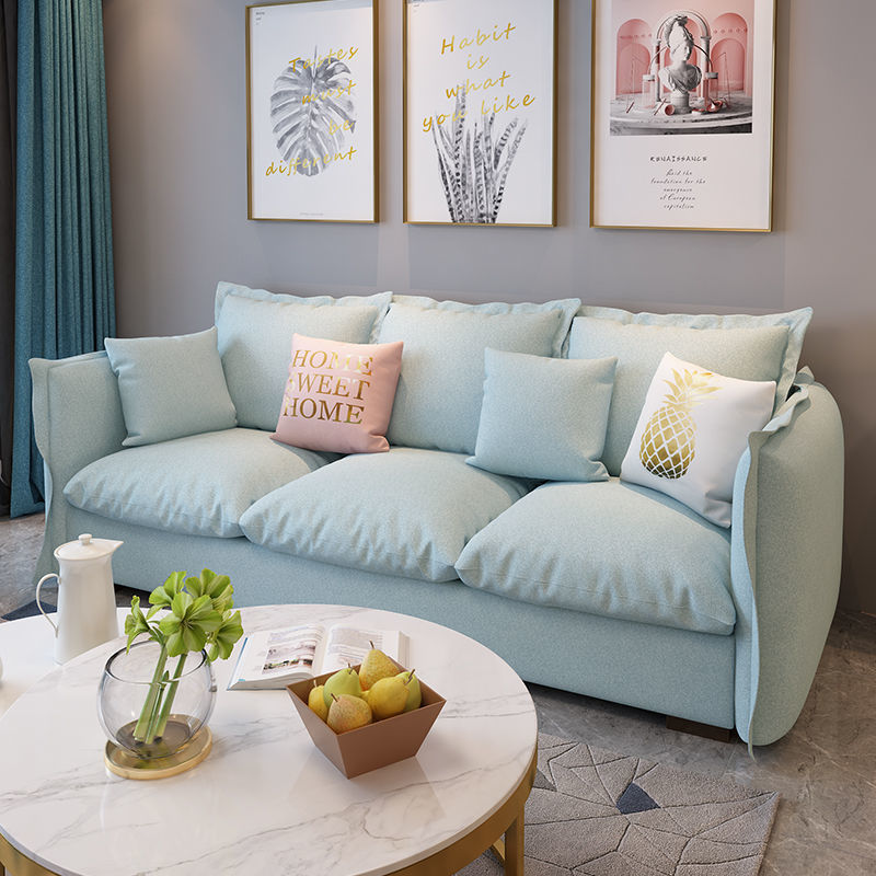 羽绒布艺沙发北欧风沙发客厅小户型现代简约轻奢客厅卧室三人整装