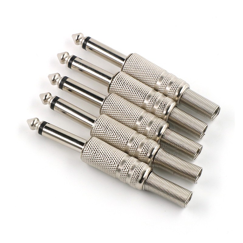 6.35mm单声道双声道 大二芯话筒插头 大三芯音频插头焊接线